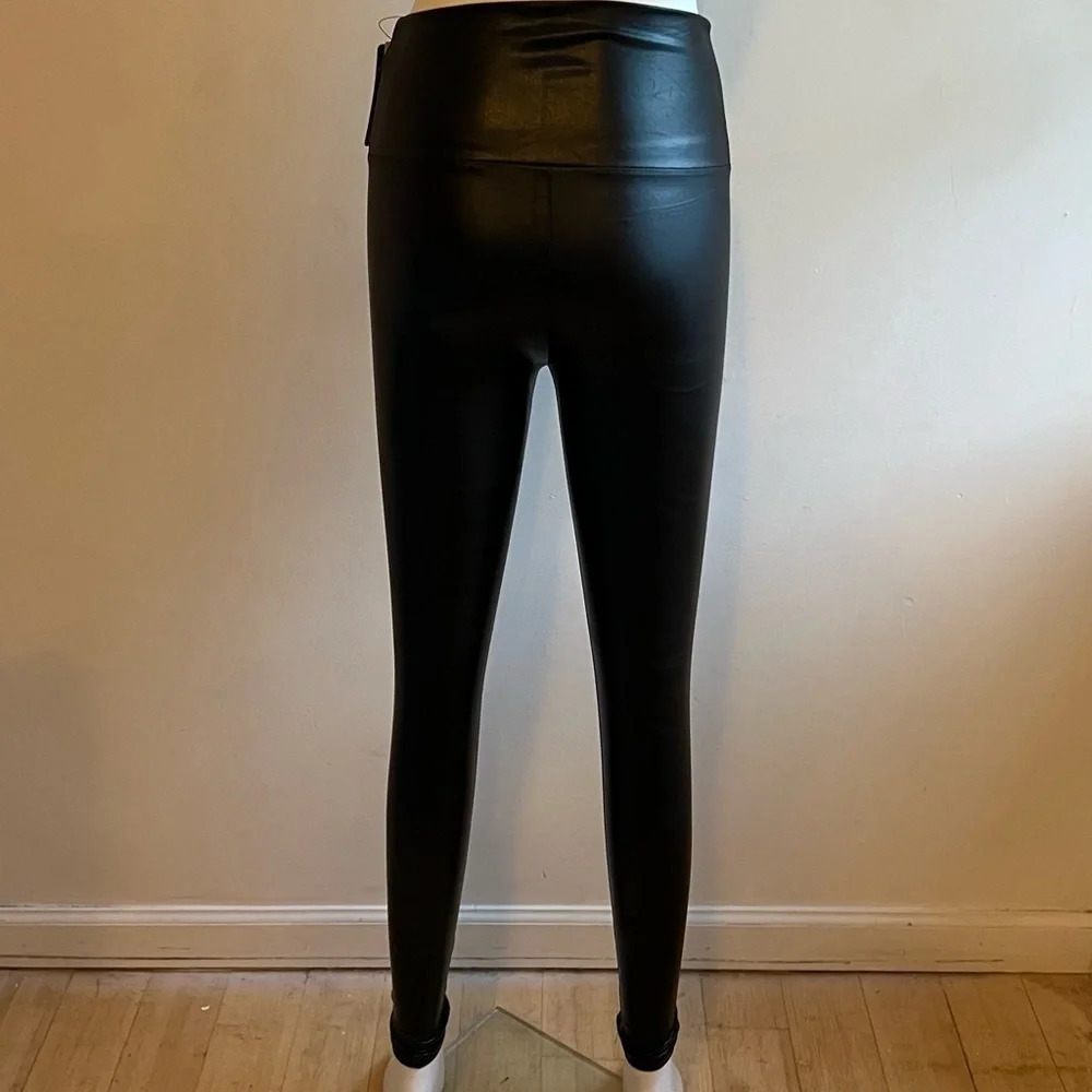 Women’s Black Leggings Faux Leather Stretchy Size S - Picture 9 of 11